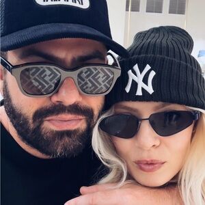 Fendi Gray Sunglasses with Patterned Lenses